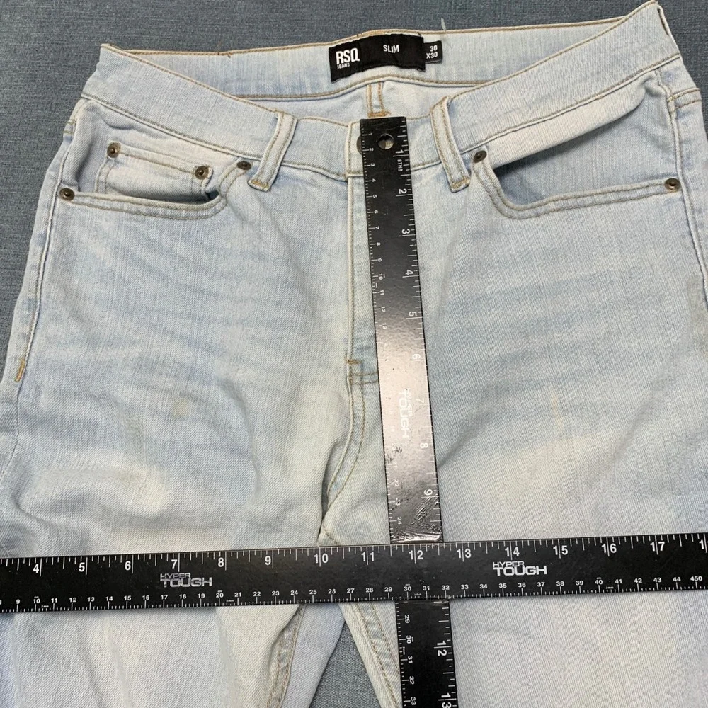 RSQ Jeans Mens 30x30 Blue Denim Cotton Stretch Mid Rise Slim Fit Straight Leg